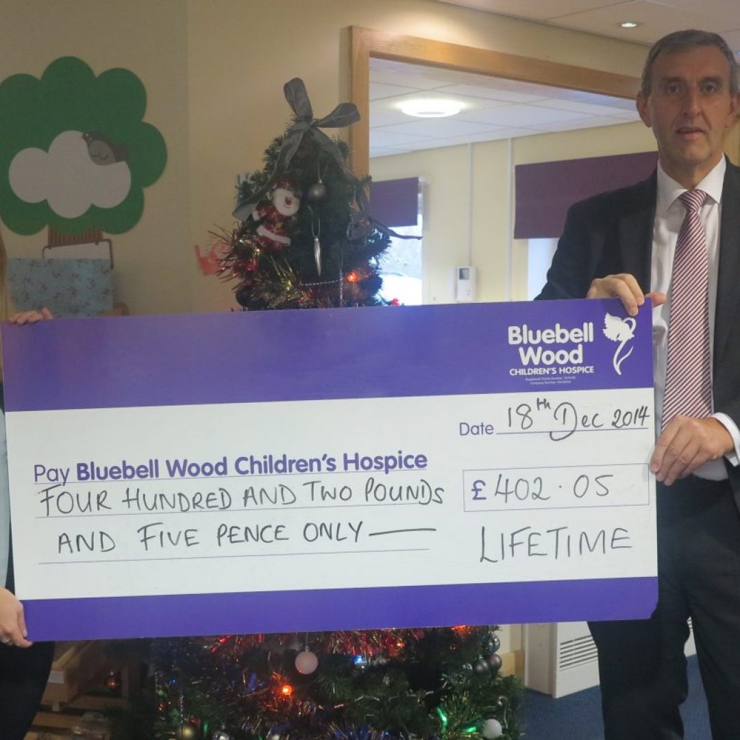 Bluebell Wood cheque presentation with Col