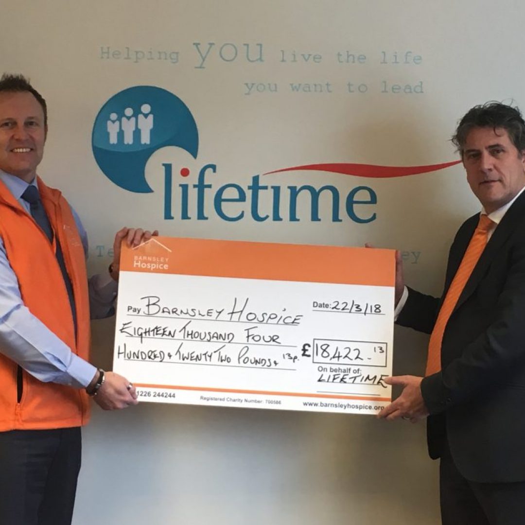 William Bottomley, co-director of Lifetime, with Simon Atkinson, corporate fundraiser at Barnsley Hospice