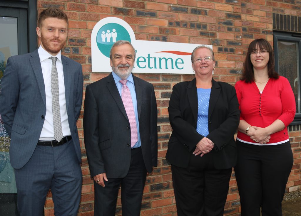 Lifetime Mortgage Team Photo, with Mortgage Advisers Scott and Ken, Mortgage Manager Michelle and Mortgage Administrator Beverley
