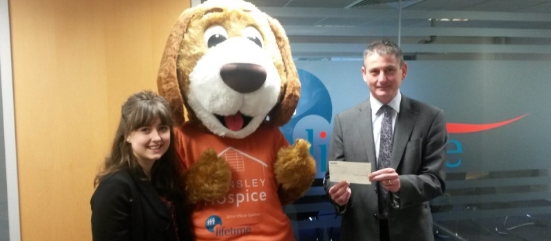 Thumbs up from Oscar as Barnsley Hospice receive referral scheme cheque